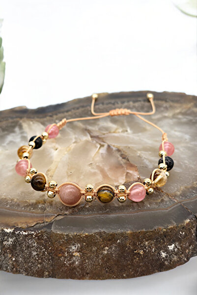 NBS Beautiful Naturel Stones Güneş Taşı , Kaplan Gözü , Gül Kuvars ,Rodanit E...