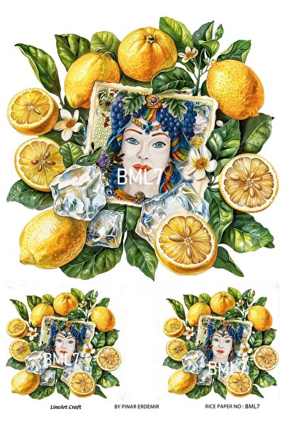 LİNEART Bacı Milano Limon Serisi Pirinc Dekopaj Kagıdı  29X42cm No:BML7