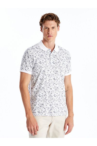LC Waikiki Lcw Polokragen Kurzarm gemustertes gekämmtes Herren-T-Shirt
