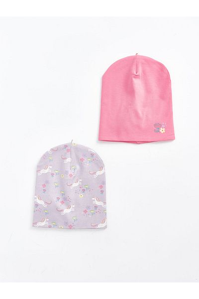LC Waikiki Lcw Printed 2-Piece Baby Girl Beret Set