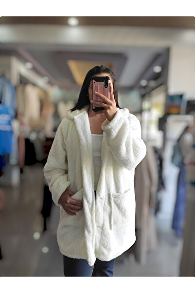 Sublime Butik Peluş Düğmeli Uzun Cepli Hırka