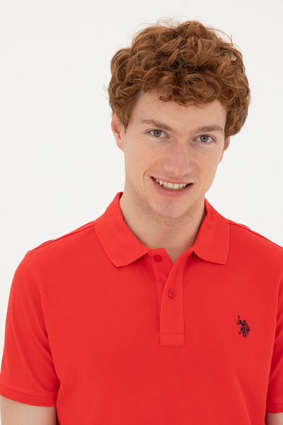 U.S. Polo Assn. Men's Slim Fit Polo Neck Red Basic T-Shirt 50279573 -Vr213