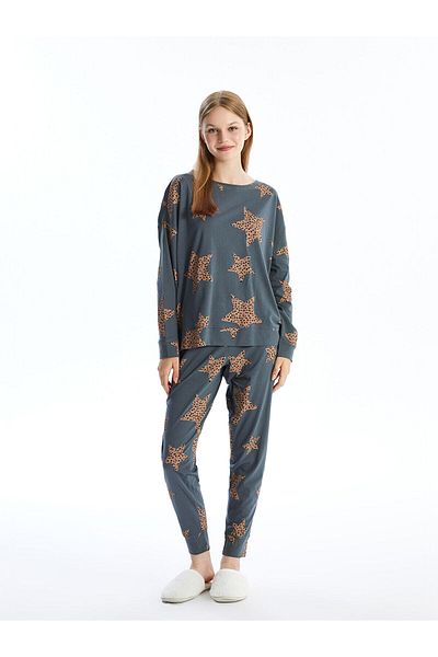 LC Waikiki Set de pijamale pentru femei cu mânecă lungă cu model Lcwk