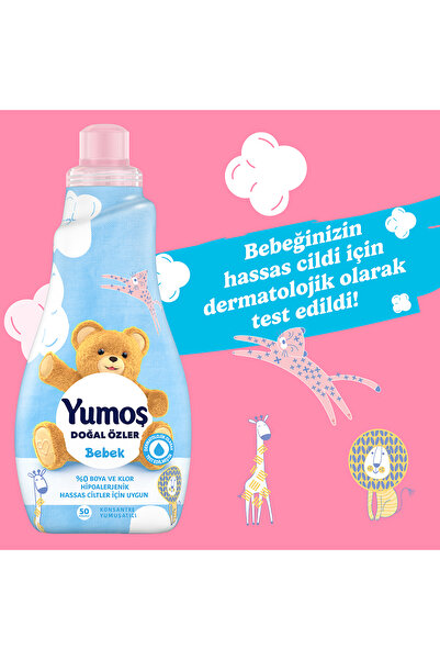 Yumoş Doğal Özler Konsantre Çamaşır Yumuşatıcısı Bebek 1200 ML 50 Yıkama 3 Adet