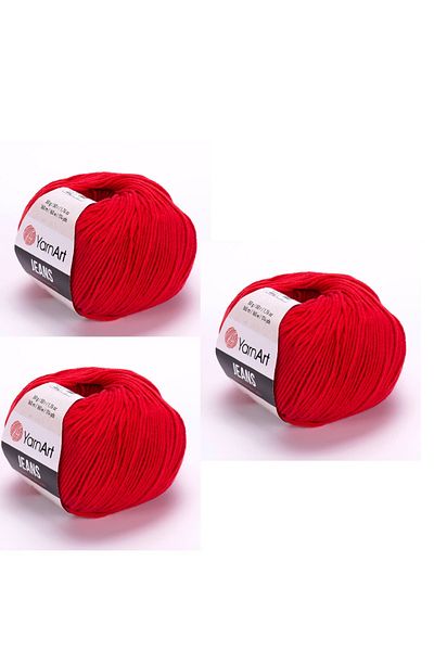 Yarnart Yarn Art Jeans 90 Red Amigurumi Knitting Thread Cardigan Knitting Thread Baby Thread Punch Thread Pack of 3