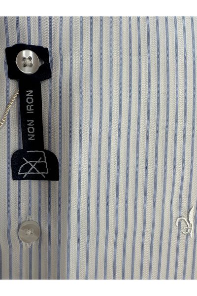 Daniel Bessi Long Sleeve Slim Fit 100% Cotton Non-Iron Iron-Free Non-Wrinkle Striped Classic Men's Shirt