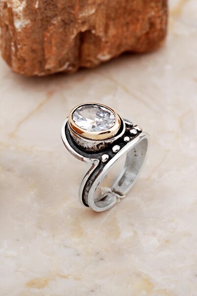 Sümer Telkari Kuvars Taşlı Çekiç Dövme Elişi Tasarım Gümüş Yüzük 5839