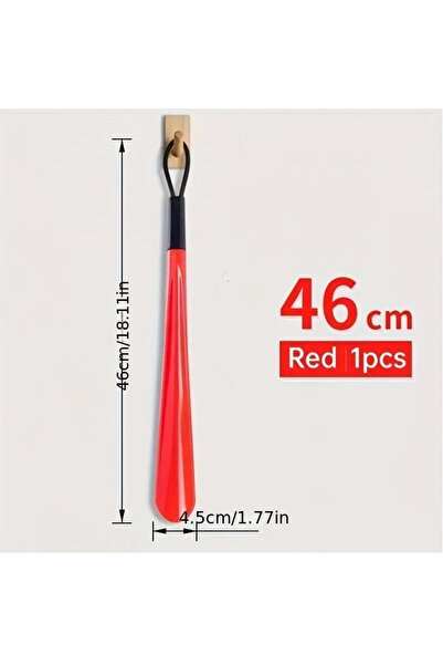 DEPOKON 46 Cm Askılı Ayakkabı Çekeceği Uzun Plastik Kerata Renkli Ayakkabı Giyme Aparatı (Kırmızı)