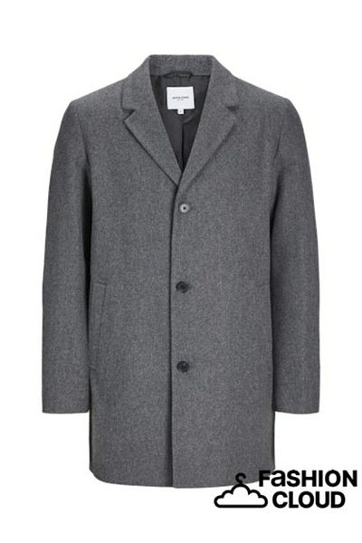Jack & Jones Γκρι ανδρικό μάλλινο παλτό Parka - Jwhmorten 12178870-Greymelan