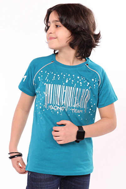 Toontoy Tricou pentru băiat - Racing Team Written Barcode cu imprimeu