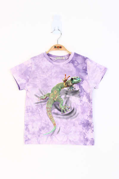 Toontoy Băiat - Tricou cu model batik și șopârlă cu imprimeu