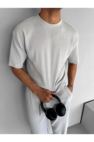 ablukaonline Gray Men's Baggy Fit Ribbed Comfortable Trousers