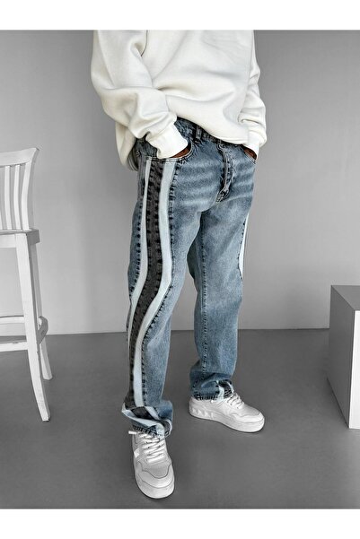 ablukaonline Сині баггі-фіт джинси для чоловіків з смужками