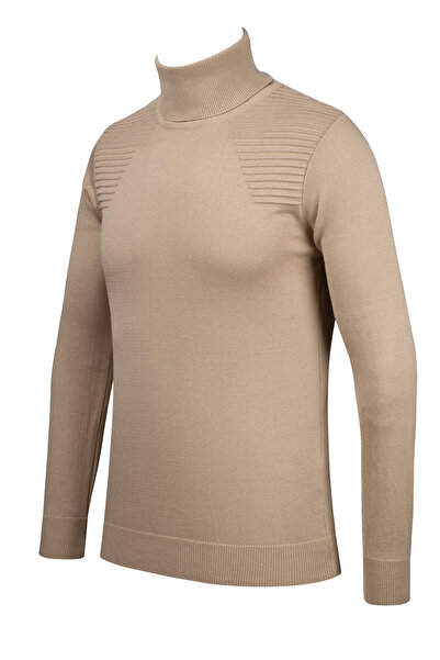 Çizgi Triko Men's Full Fisherman Knitwear Sweater Patterned Sleeves and Waist Elastic Regular Fit-5020E