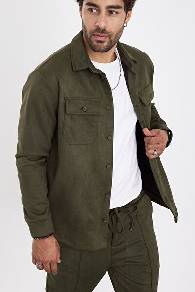 MADZEYMODA New Season Ανδρικό πουκάμισο Scuba Khaki Suede Mz19808