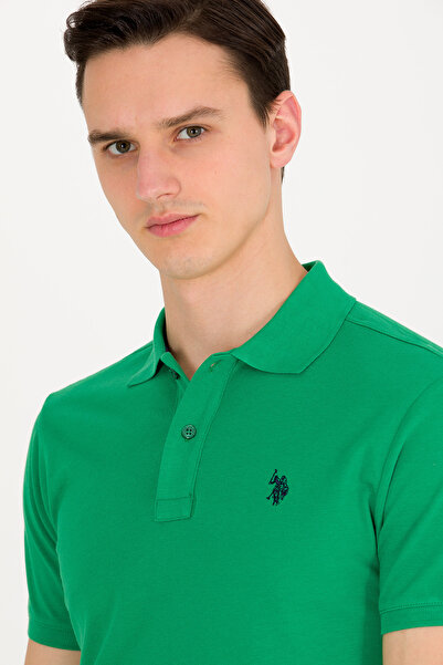 U.S. Polo Assn. Ανδρικό μπλουζάκι με λαιμόκοψη πόλο σε πράσινο χρώμα Apple Ba...