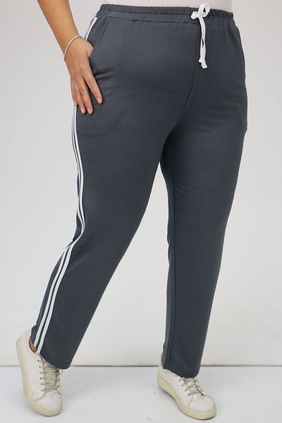 Eslina 49510 Plus Size Ψηλόμεσο Ελαστικό Φούτερ με δύο Κλωστές - Ανθρακί
