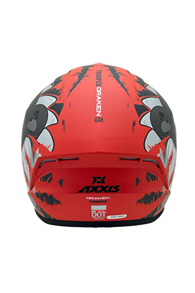 AXXIS DRAKEN S TROOPER MAT KIRMIZI  DESENLİ MOTOSİKLET KASKI ÇİFT VİZÖRLÜ
