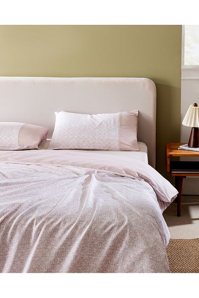 Madame Coco Astrid King Size Crepe Printed Duvet Cover Set - Powder 100% Cotton