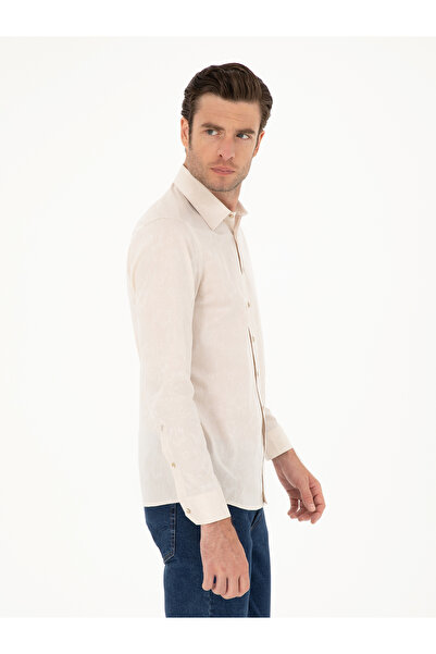 Cacharel قميص بيج بقصة ضيقة وأكمام طويلة 50233014-VR011