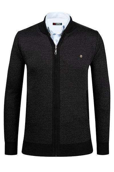 Çizgi Triko Çizgi Knitwear Ανδρικό Πλεκτό Μπουφάν Τσέπη με φερμουάρ Λεπτομερές σχέδιο Ατσάλινο πλεκτό με μανίκια και λάστιχο μέσης - 5015K