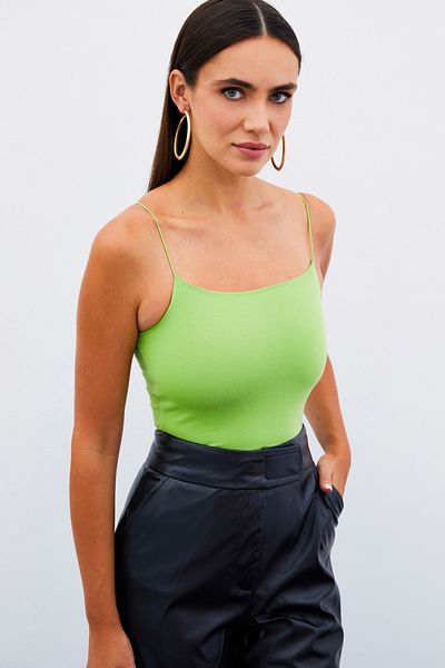 Sateen Bluză Crop cu curea de frânghie - VERDE