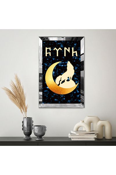 Zevahir Mobilya Dekorasyon Imagine Blue Glitter cu cadru din plexiglas cu oglindă argintie Masa Wolf Single MDF