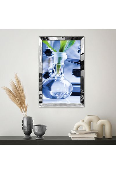 Zevahir Mobilya Dekorasyon Masă unică din MDF cu cadru din plexiglas cu oglindă argintie, design de plante de laborator clinic