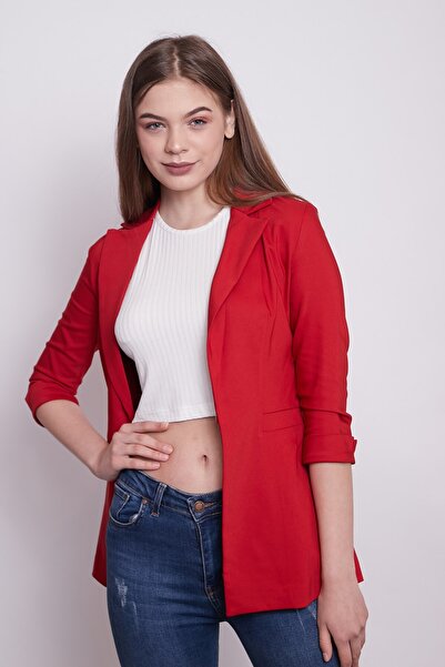 Jument Blazer de birou Capri cu mâneci trei sferturi, buzunar ornamental, cu ...