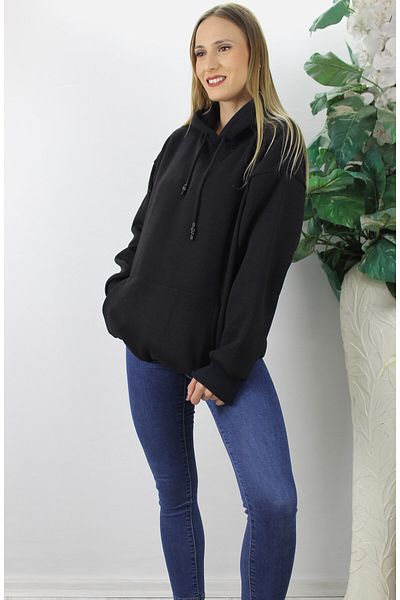 Lukas Sweat negru cu glugă - Trei fire - 2410.2022