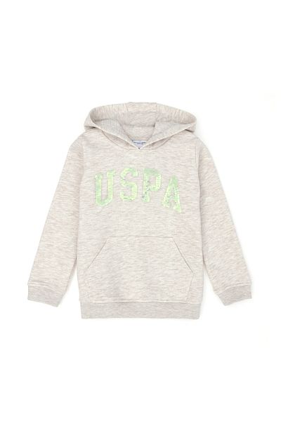 U.S. Polo Assn. Beige Melange Children's Hooded Sweatshirt - 50272615 -Vr156