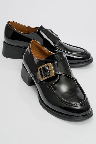 LuviShoes Alonia Black Patent Leather Women's Loafer Shoes