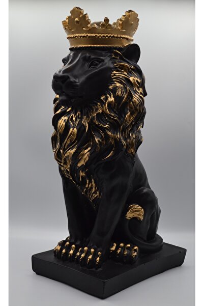 Aurora Dekoratif Taçlı Aslan Biblosu, Polyester Aslan Kral Heykeli