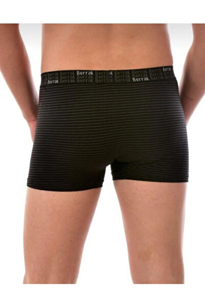 MYS GRUP TEKSTİL Ανδρικό ριγέ Lycra Cotton Boxer - Μαύρο και Γκρι Σλιπ BERRAK / 4475