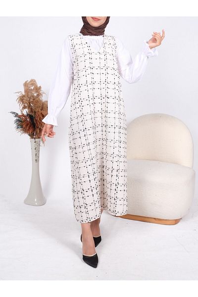 Modamorfo V-Neck Tweed Gilet -λευκό