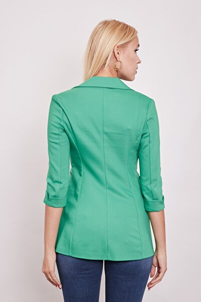Jument Κάπρι Διακοσμητικό μανίκι τριών τετάρτων με κούμπωμα τσέπης Office Blazer υφασμάτινο μπουφάν-benetton πράσινο