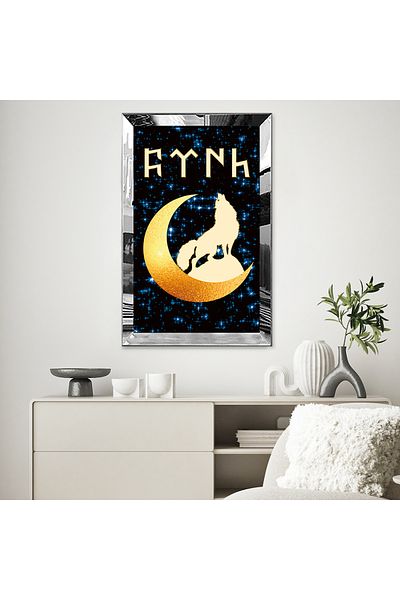 Zevahir Mobilya Dekorasyon Imagine Blue Glitter cu cadru din plexiglas cu oglindă argintie Masa Wolf Single MDF
