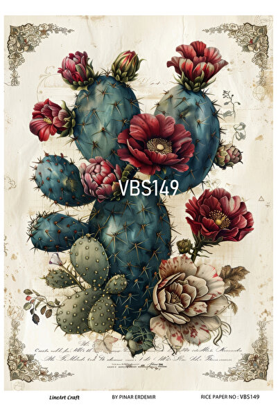 LİNEART VBS149 ديكوباج نحاسي منقوش بنقشة الصبار - 29X42 سم