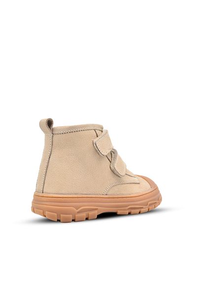 kids A more Willey Unisex Baby Boots - Double Velcro, Genuine Leather, Beige Color