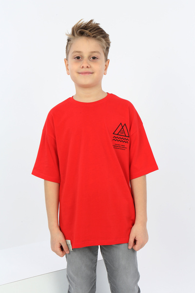 Toontoy Tricou pentru băiat cu broderie triunghiulară pe piept