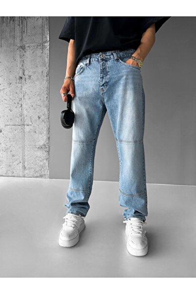 ablukaonline Férfi táskás szabású mosható blokk részletes Jean világoskék