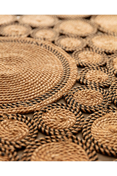 Madame Coco Alsace Yuvarlak Eklemeli Kilim - Naturel/siyah - 120 Cm