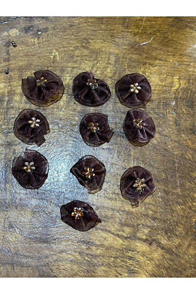 Gönülden Tasarım 3x3 cm smeđa Cvetni dezen šiva aplikacija - 10 komada