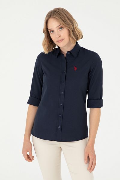 U.S. Polo Assn. Тъмносиня дамска риза с дълъг ръкав - Базов модел 50288851-VR033
