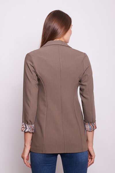 Jument Collared Pocketed Long Sleeve Arm if You Want It Can Be Folded Cotton Fabric Blazer Office Jacket-Mink