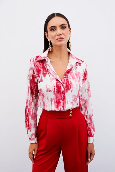 Sateen Cămașă simplă cu model FUSYA