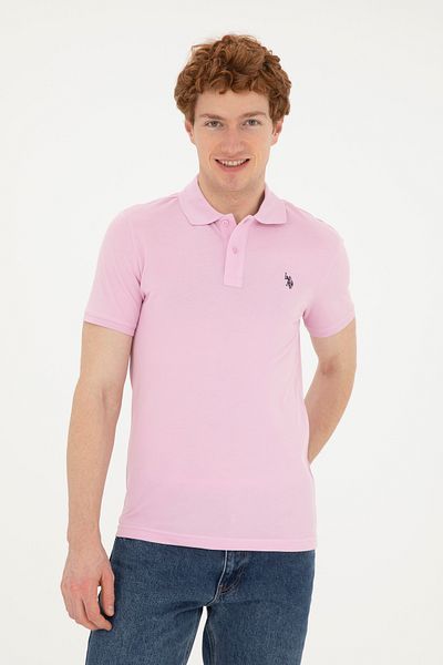 U.S. Polo Assn. Ανδρικό μπλουζάκι με λεπτή εφαρμογή Polo Neck Pink Basic 50279573 -vr041