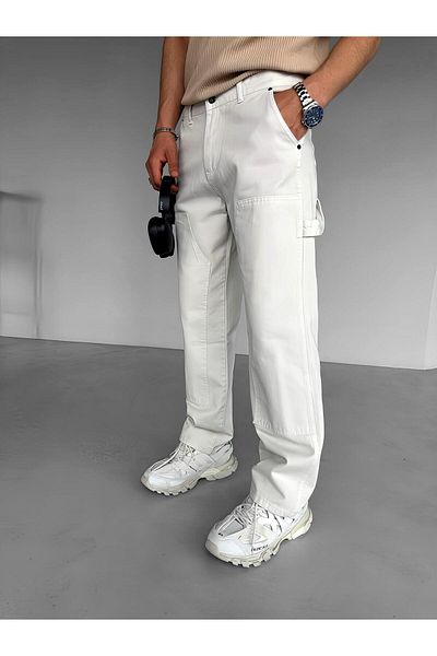 ablukaonline Men's Slim Fit Trousers with Block Patch Detail Light Gray