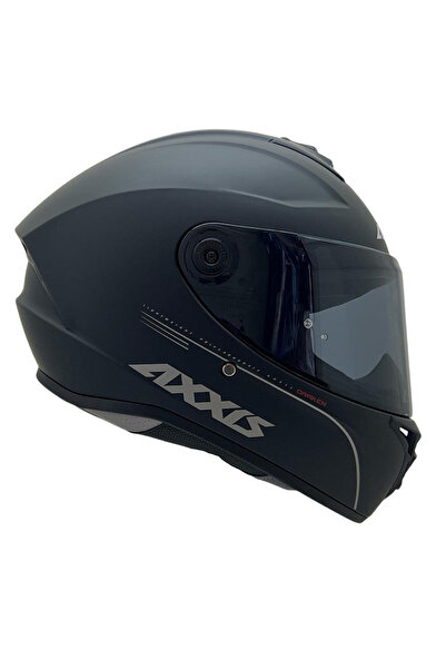 AXXIS DRAKEN S SOLİD MAT SİYAH DESENLİ MOTOSİKLET KASKI ÇİFT VİZÖRLÜ