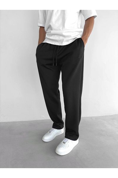 ablukaonline Black Men's Baggy Fit Comfortable Trousers